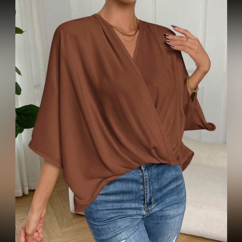 Boho batwing sleeve wrap blouse - Picture 10 of 14